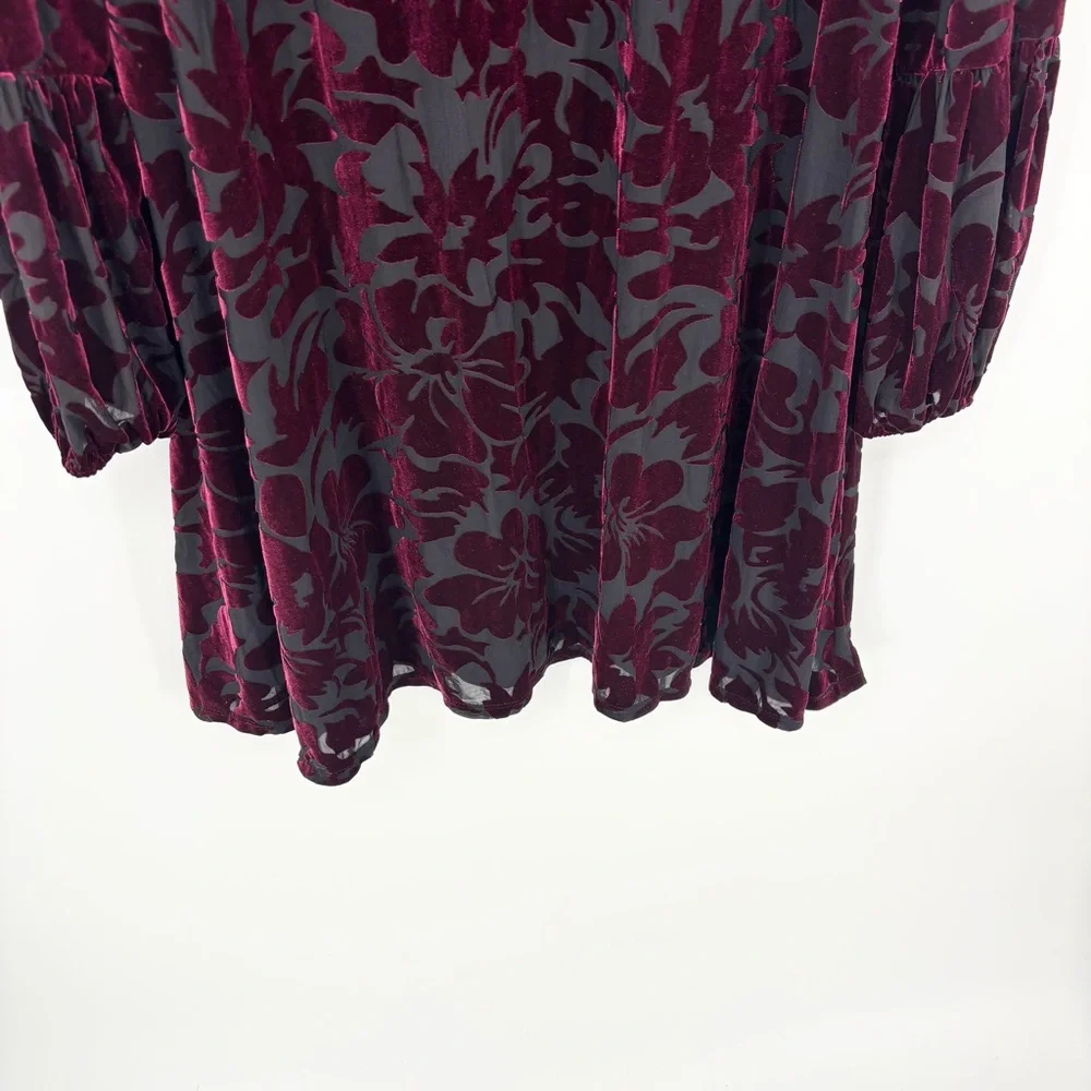 Taylor Velvet Burnout Floral Flocked Shift Dress Size 14 Whimsigoth Fairy Grunge